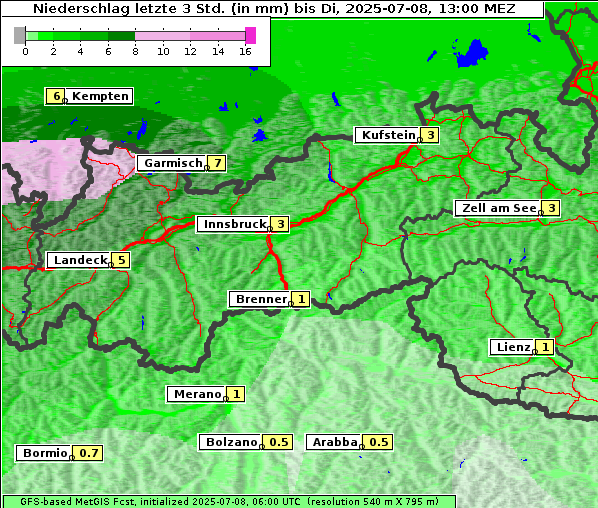 Niederschlag, 8. 7. 2025