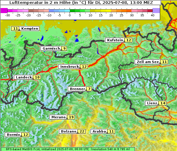 Temperatur, 8. 7. 2025