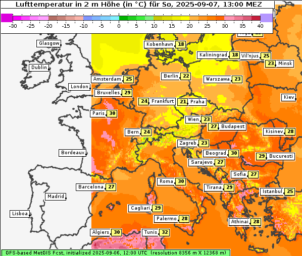 Temperatur, 7. 9. 2025