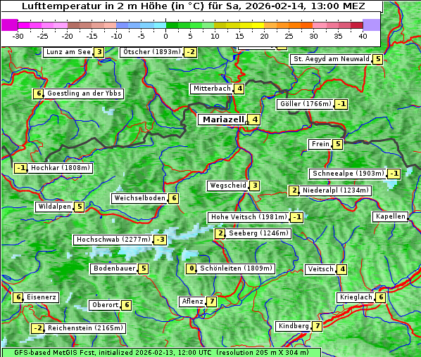 Temperatur, 14. 2. 2026