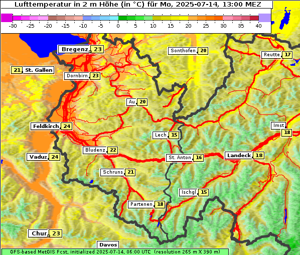 Temperatur, 14. 7. 2025