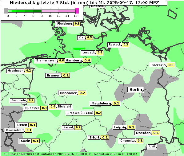 Niederschlag, 17. 9. 2025
