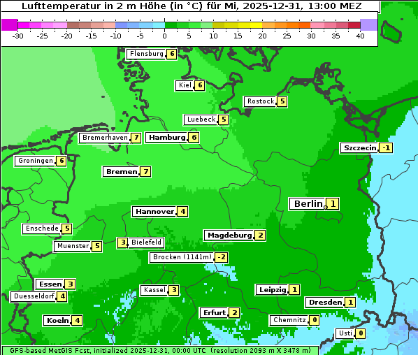 Temperatur, 31. 12. 2025