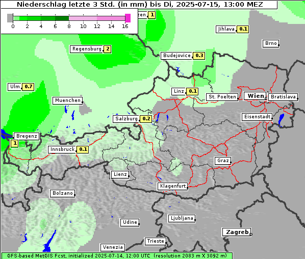 Niederschlag, 15. 7. 2025