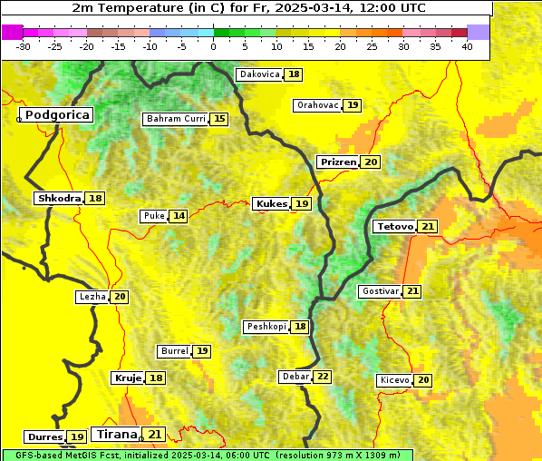 Temperatur, 14. 3. 2025