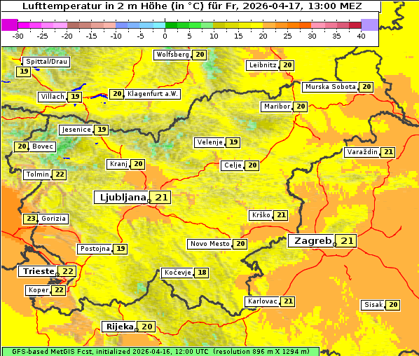 Temperatur, 17. 4. 2026