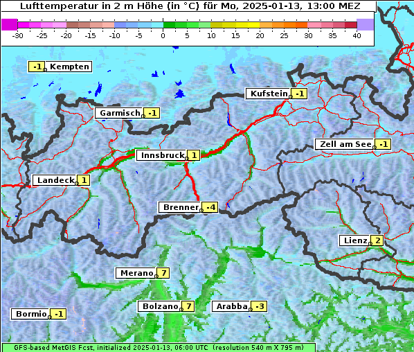 Temperatur, 13. 1. 2025