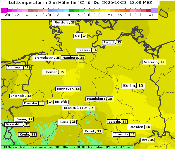 Temperatur, 23. 10. 2025