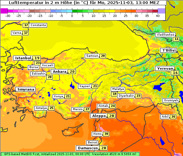 Temperatur, 3. 11. 2025