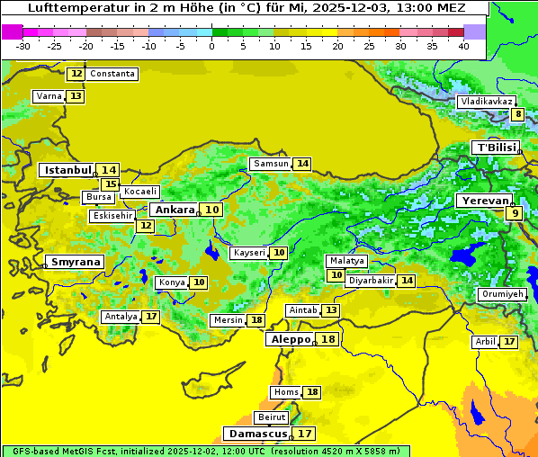 Temperatur, 3. 12. 2025