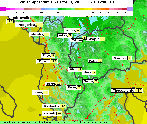 Temperatur, 28. 11. 2025