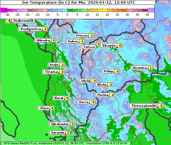 Temperatur, 12. 1. 2026