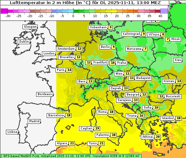 Temperatur, 11. 11. 2025