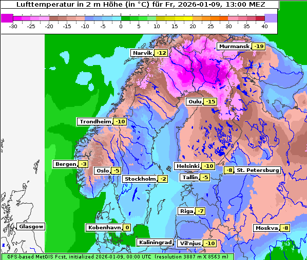 Temperatur, 9. 1. 2026