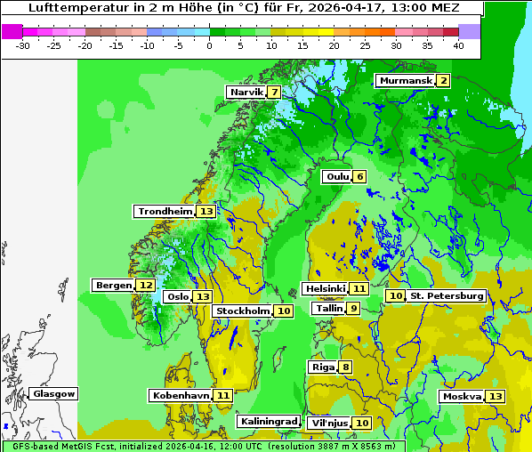 Temperatur, 17. 4. 2026