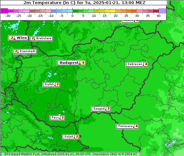 Temperatur, 21. 1. 2025