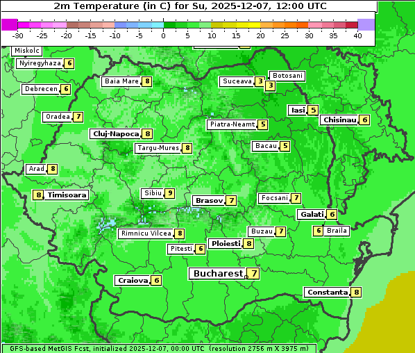 Temperatur, 7. 12. 2025