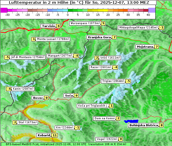 Temperatur, 7. 12. 2025