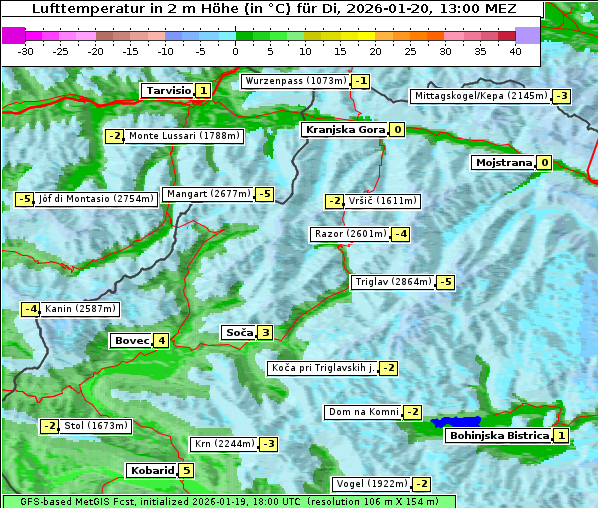 Temperatur, 20. 1. 2026