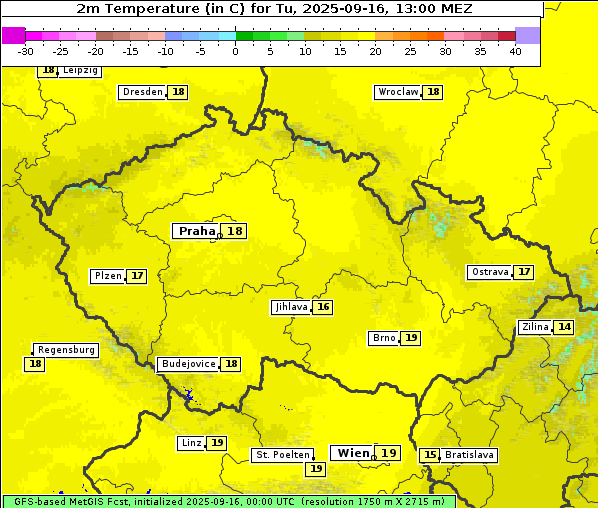 Temperatur, 16. 9. 2025