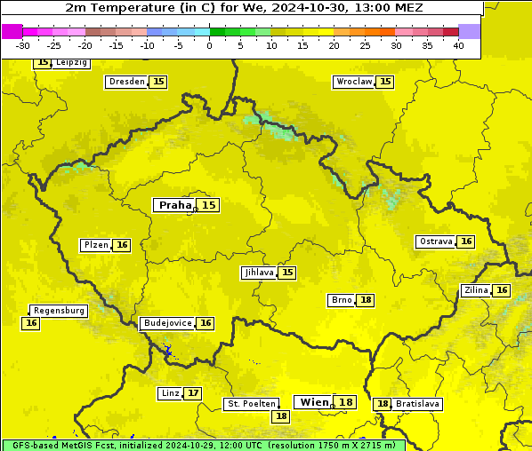 Temperatur, 30. 10. 2024