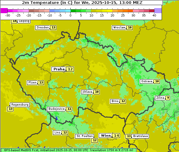 Temperatur, 15. 10. 2025