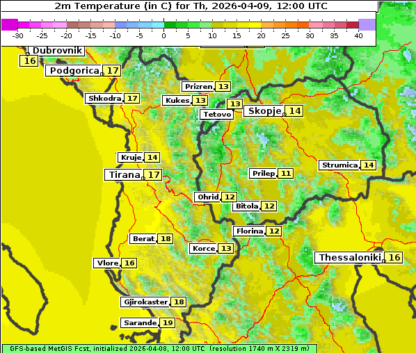 Temperatur, 9. 4. 2026