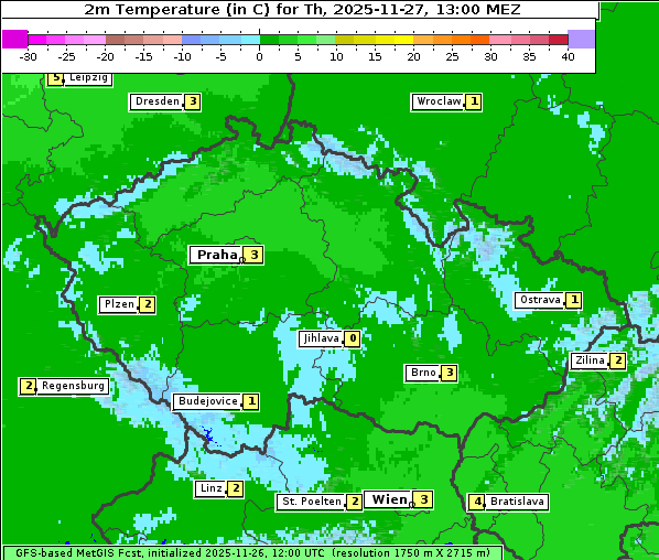 Temperatur, 27. 11. 2025