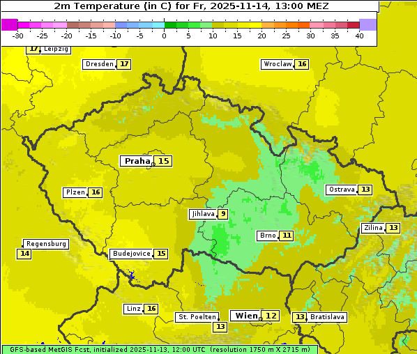 Temperatur, 14. 11. 2025