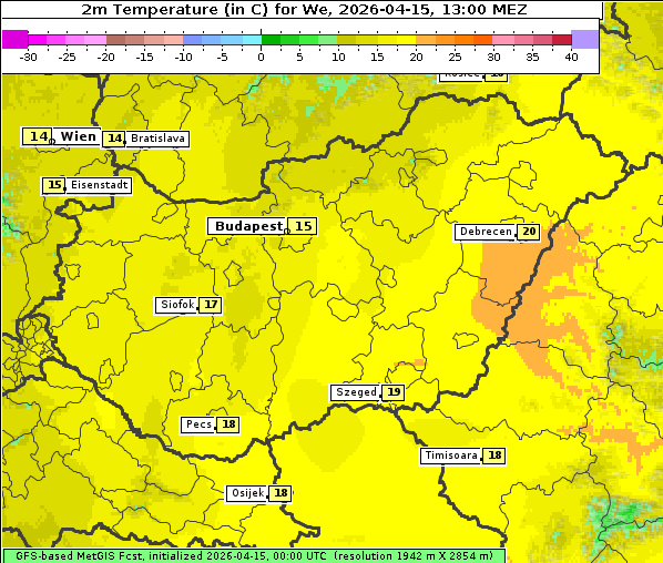 Temperatur, 15. 4. 2026