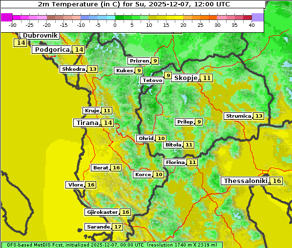 Temperatur, 7. 12. 2025