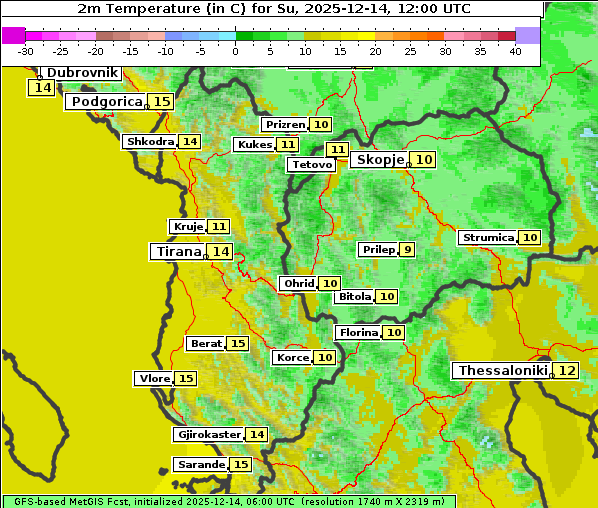 Temperatur, 14. 12. 2025