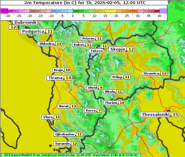 Temperatur, 5. 2. 2026