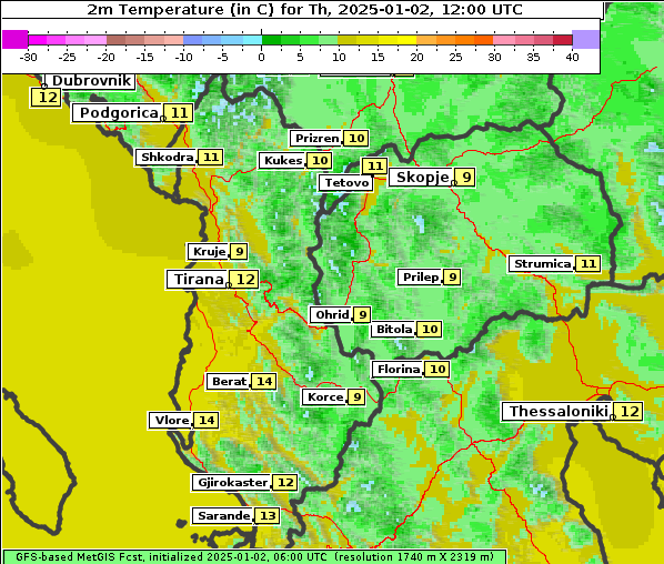 Temperatur, 2. 1. 2025