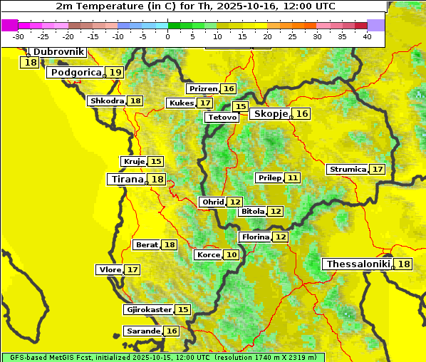 Temperatur, 16. 10. 2025