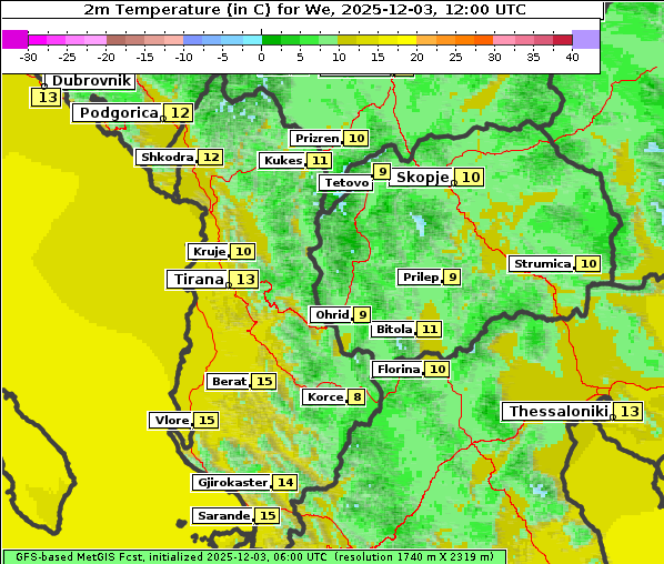 Temperatur, 3. 12. 2025