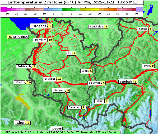Temperatur, 22. 12. 2025