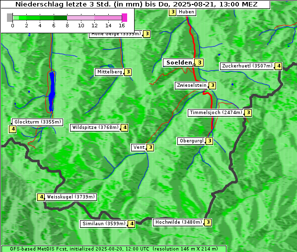 Niederschlag, 21. 8. 2025