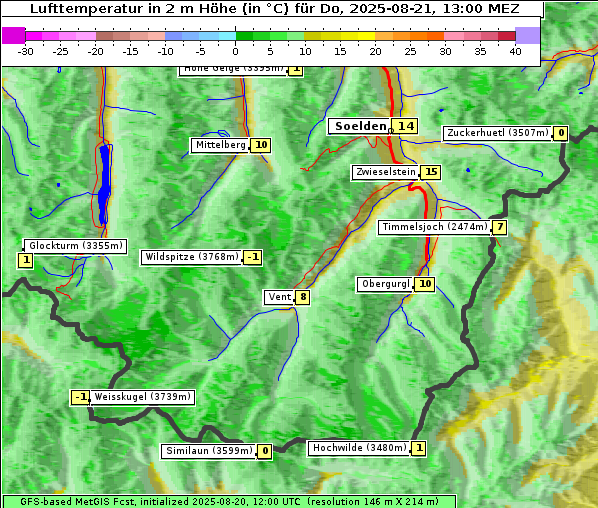 Temperatur, 21. 8. 2025