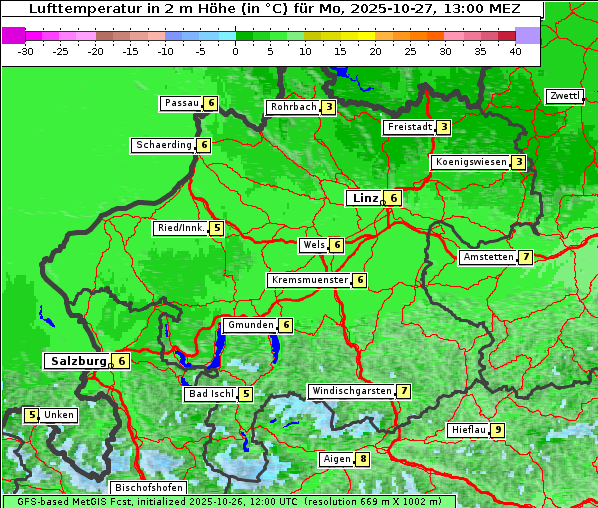 Temperatur, 27. 10. 2025
