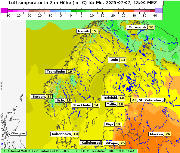 Temperatur, 7. 7. 2025