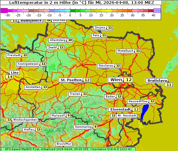 Temperatur, 8. 4. 2026