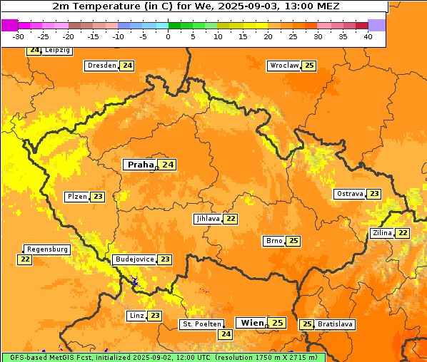 Temperatur, 3. 9. 2025