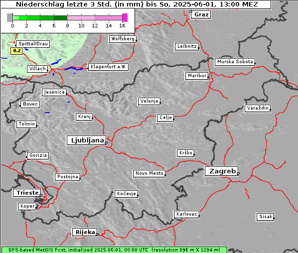 Niederschlag, 1. 6. 2025