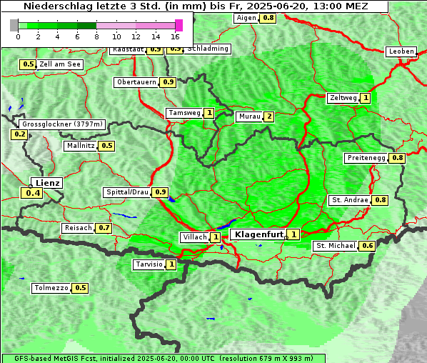 Niederschlag, 20. 6. 2025