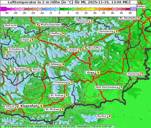 Temperatur, 19. 11. 2025