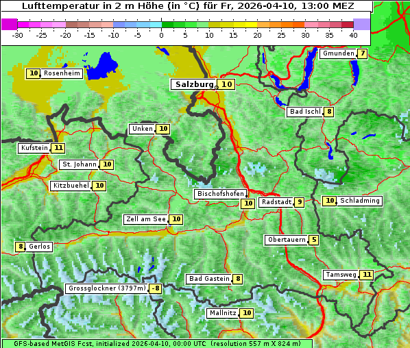 Temperatur, 10. 4. 2026
