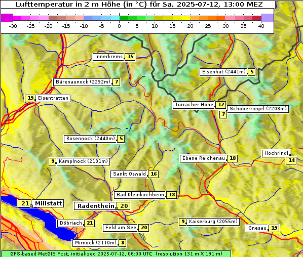 Temperatur, 12. 7. 2025