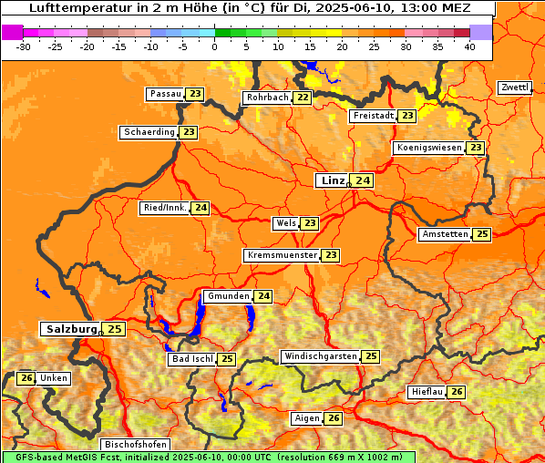 Temperatur, 10. 6. 2025