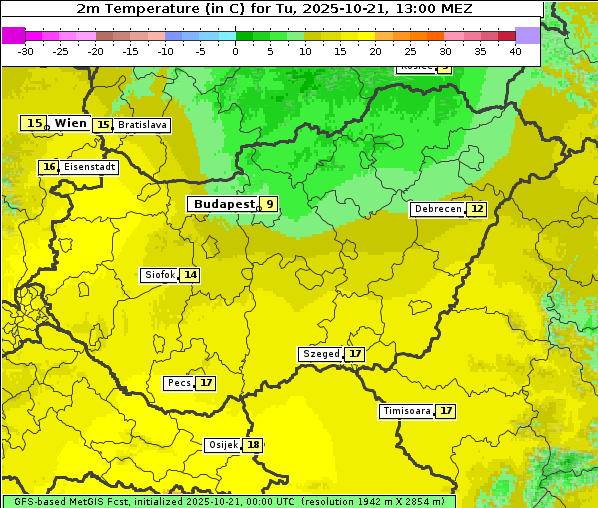 Temperatur, 21. 10. 2025